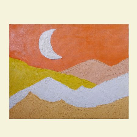 Calmshine Moon Canvas Painting by Artist Rutuja Pawar 16 x 20 Inch